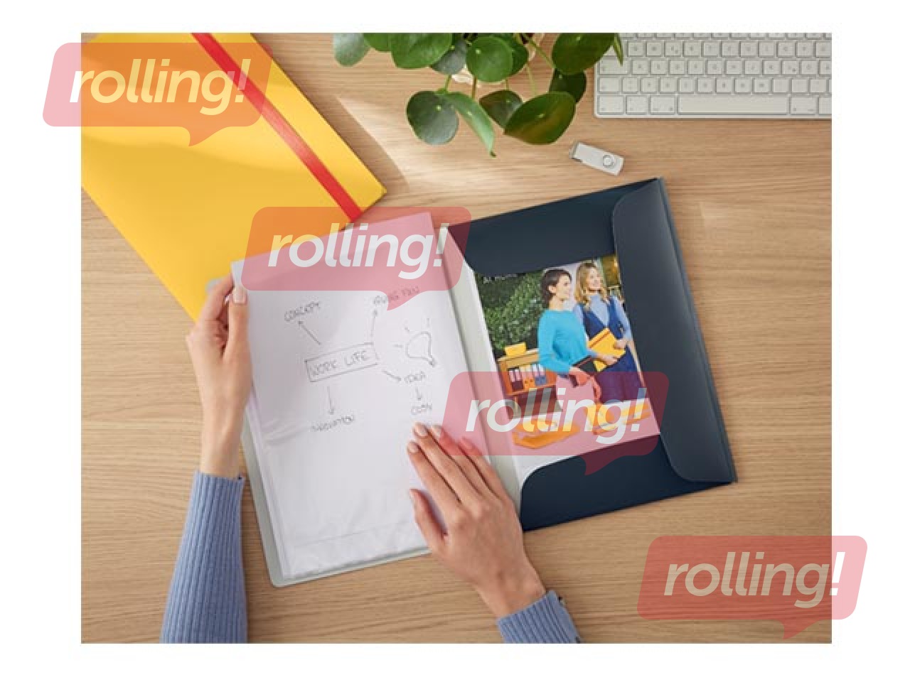 Folder with 20 pockets Leitz Cozy, A4, grey