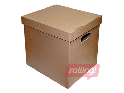 Arhīva kaste ar vāku SM·LT, 360 x 290 x 350 mm, kartona, brūna