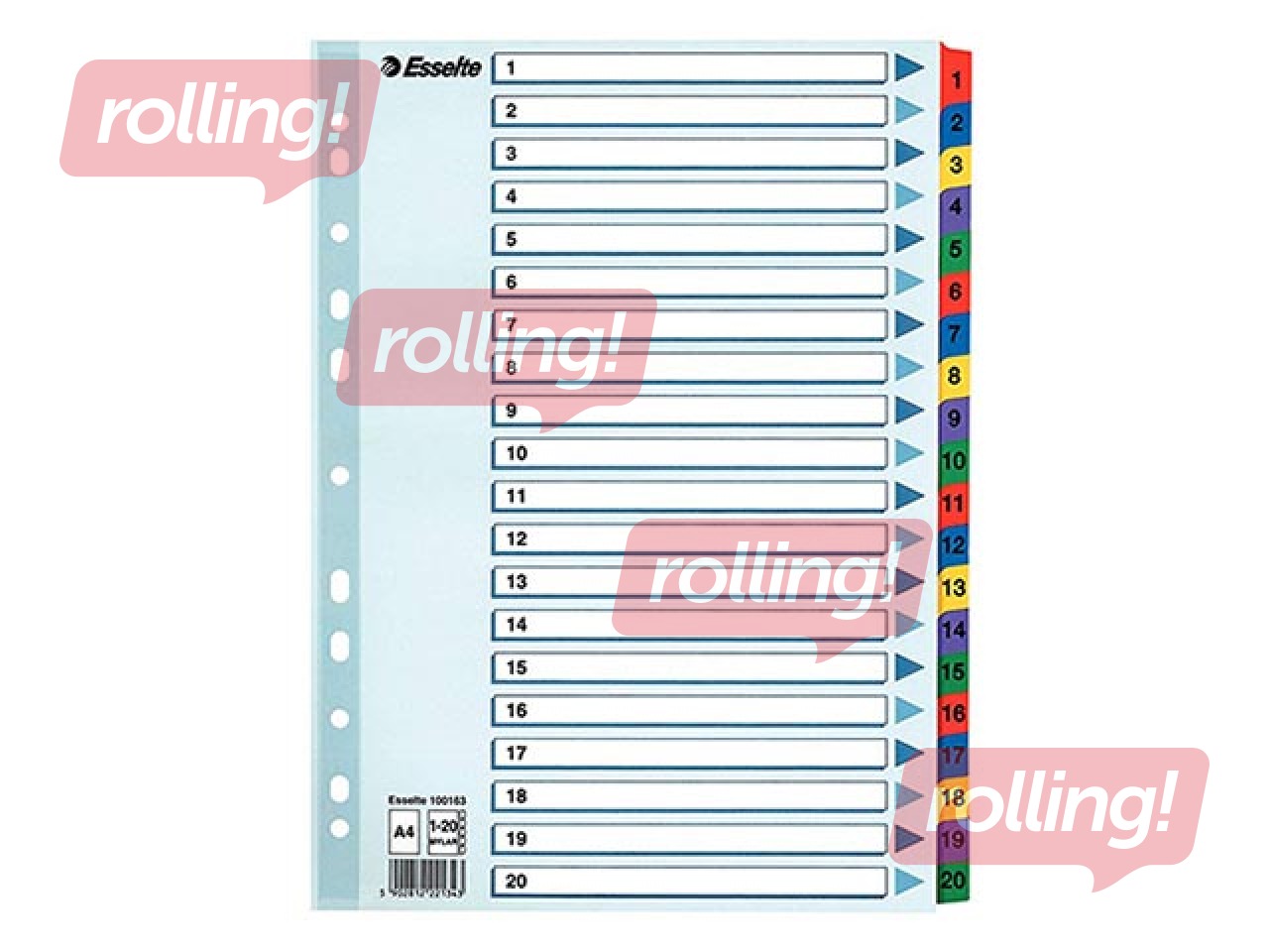Vahelehed Esselte 1-20, A4, kartong
