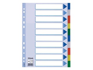 Document divider Esselte, PP, A4+, 10 sections, coloured