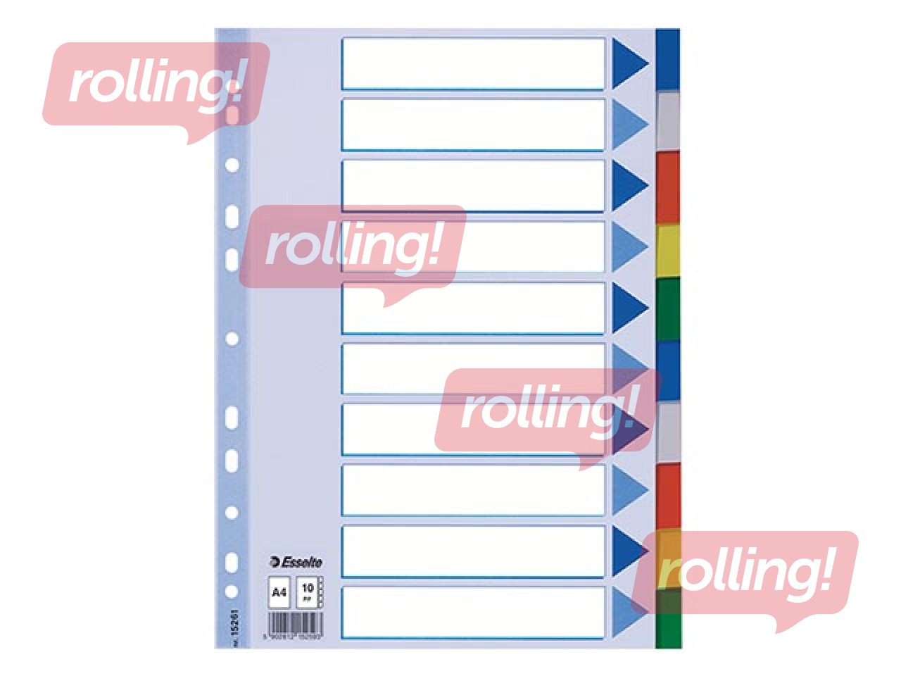 Vahelehed Esselte, PP, A4+, 10 jaotust, värvilised