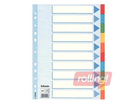 Document divider Esselte,PP, A4, 10 sections, colored