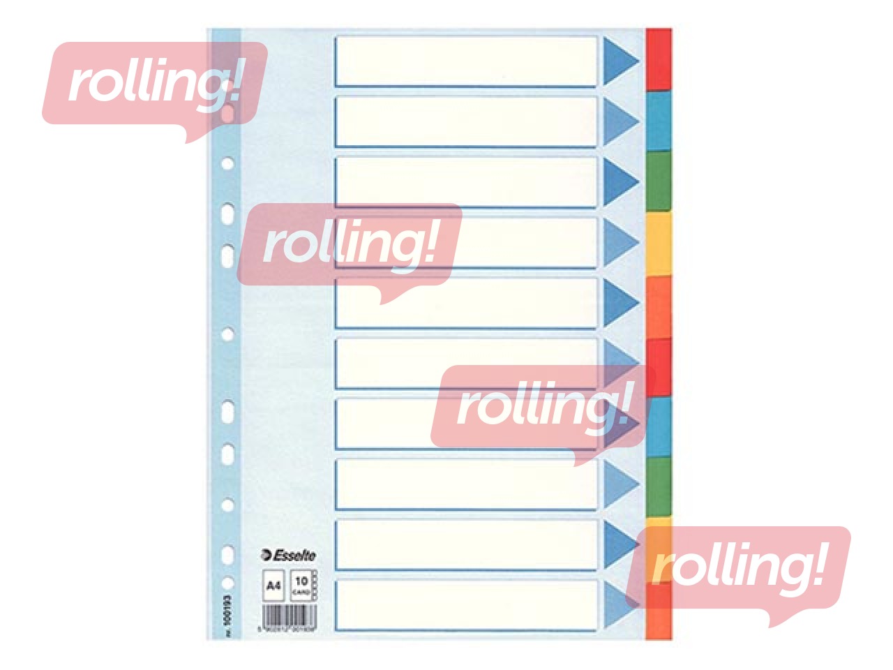 Document divider Esselte,PP, A4, 10 sections, colored