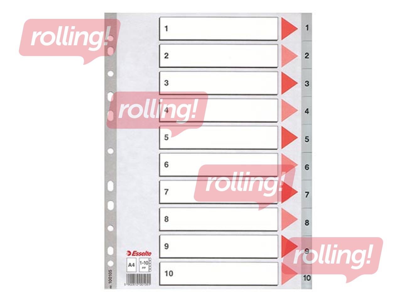 Index Esselte 1-10, A4, PP, grey