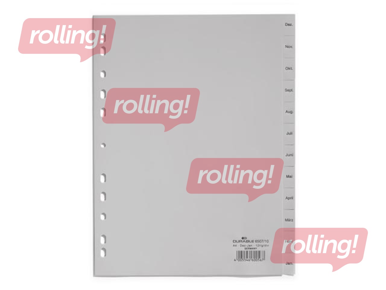 Разделитель документов Durable Dec. - Jan., A4, PP, серый