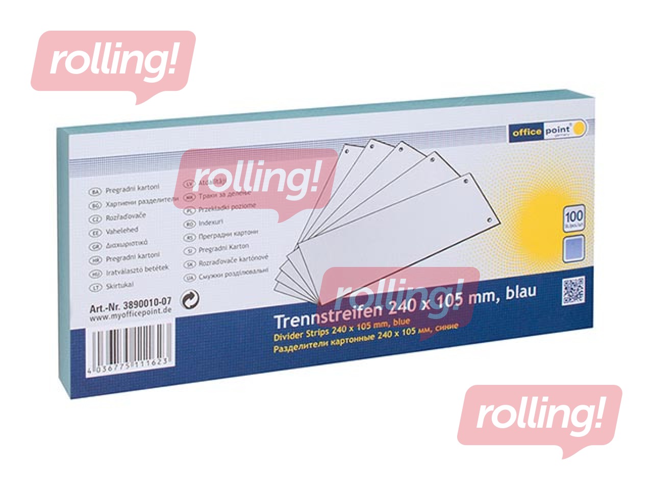 Divider strips Office Point, 10.5x24 cm, 100 pcs, blue