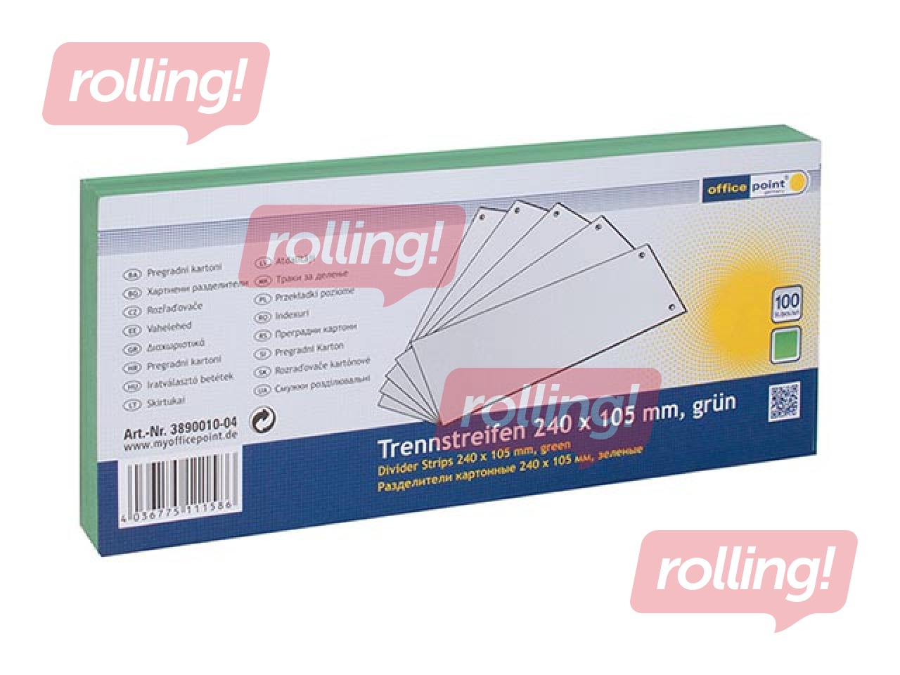 Vahelehed Office Point, 10,5 x 24 cm, 100 tk, roheline