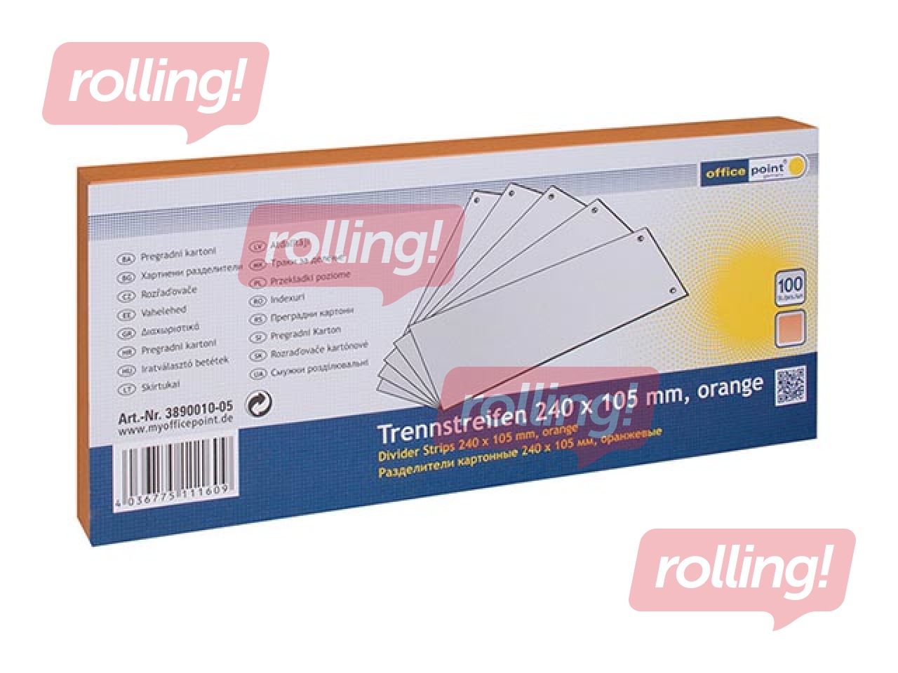 Разделители для документов Office Point, картон, 10.5x24 см, 100 шт., оранжевые