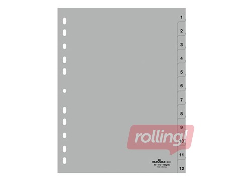 Document divider  Durable 1-12, A4, PP, grey