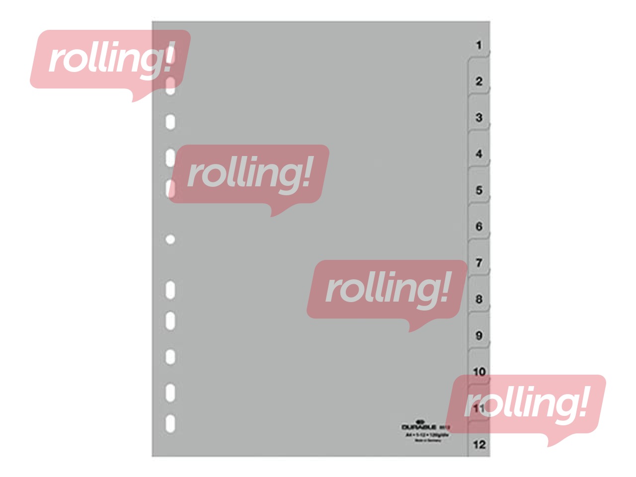 Document divider  Durable 1-12, A4, PP, grey