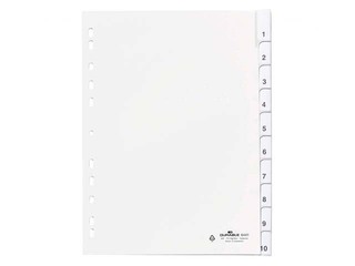 Dokumendi eraldaja  Durable A4, 10 vahetatava indeksiga, PP, hall