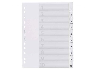 Dokumendi eraldaja  Durable A4, 10 vahetatava indeksiga, PP, hall