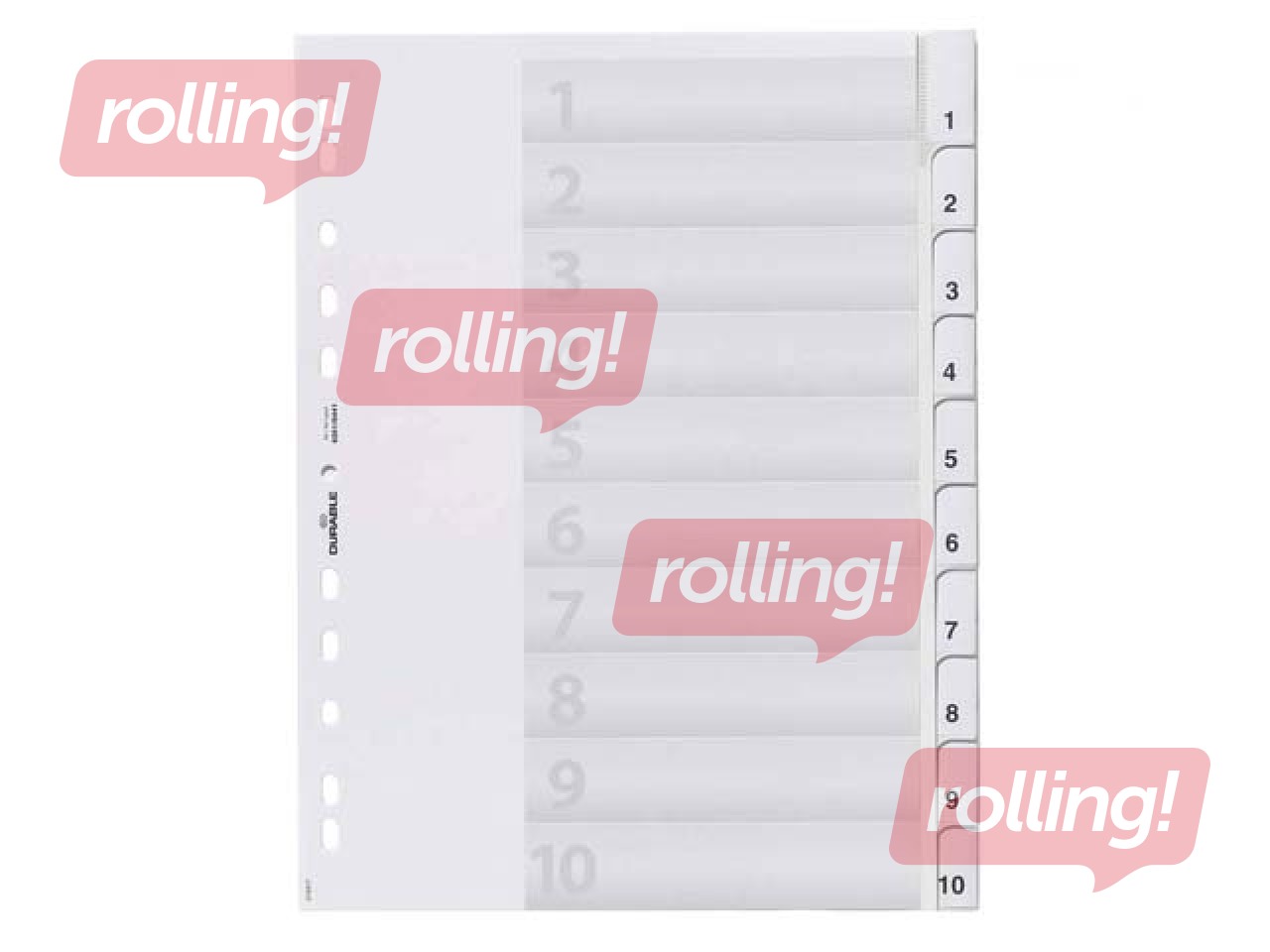 Dokumendi eraldaja  Durable A4, 10 vahetatava indeksiga, PP, hall