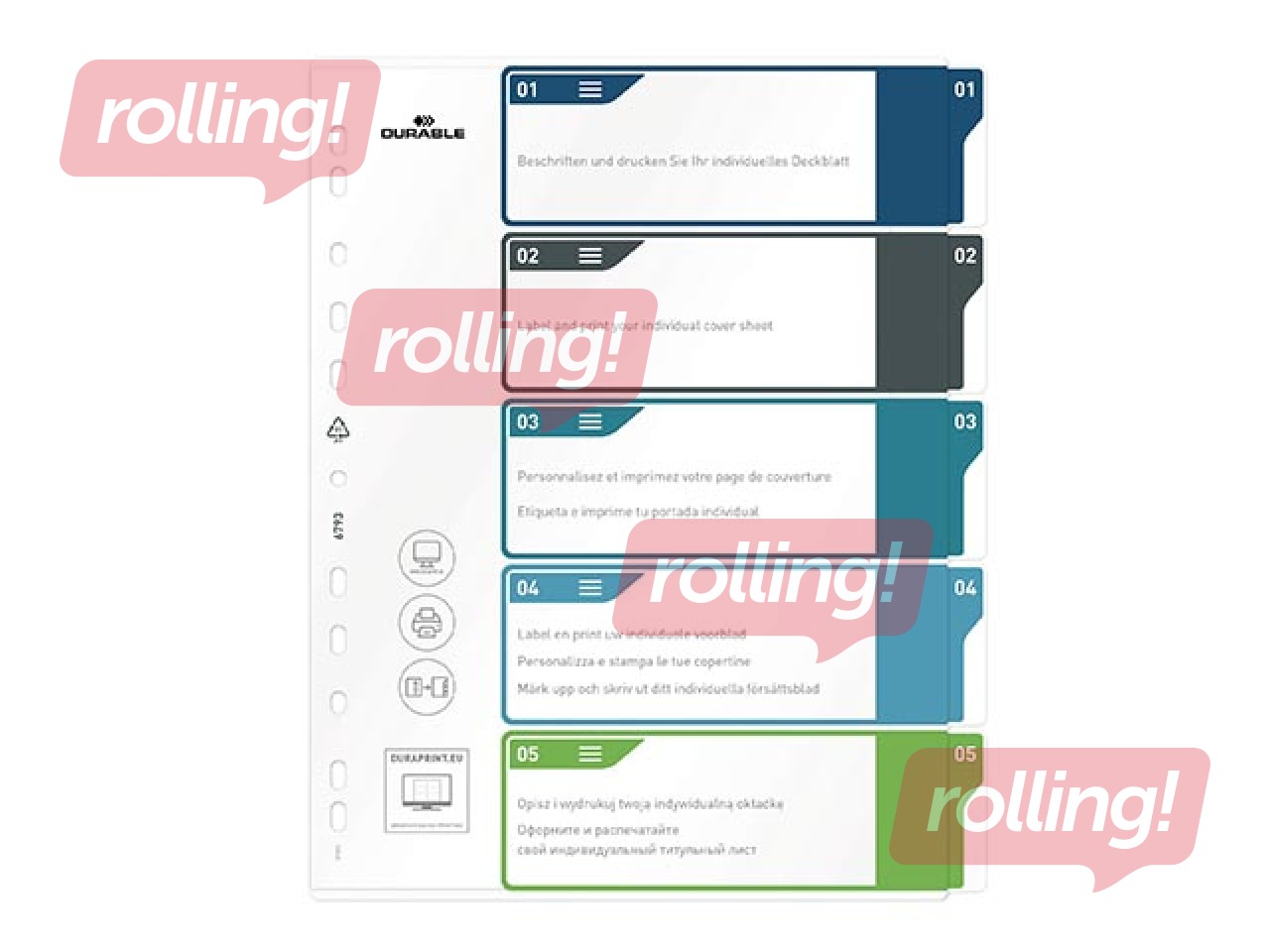 Dokumendijaotur Durable 1-5, A4+, PP, värviline