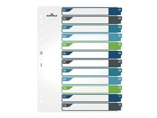 Document divider Durable1-12, A4+, PP, coloured