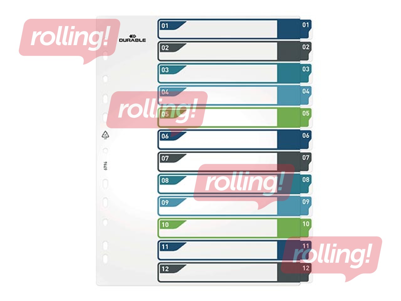 Document divider Durable1-12, A4+, PP, coloured