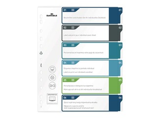 Разделитель документов Durable1-6, A4+, ПП, цветной