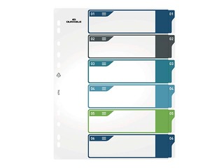 Разделитель документов Durable1-6, A4+, ПП, цветной