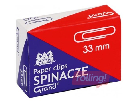 Скрепки канцелярские Grand, 33мм, 100 шт.