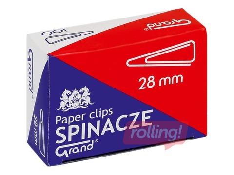 Paper clips Grand, triangular shape, 28mm, 100 pcs.