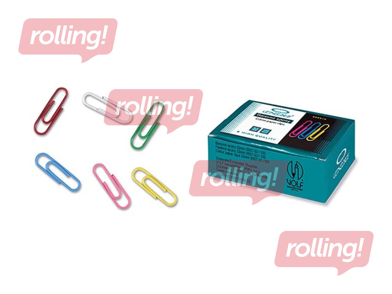 Kirjaklambrid Concorde, erinevad värvid, 33mm, 100 tk.