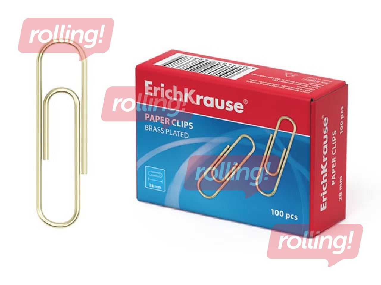 Saspraudes ErichKrause 28mm, zeltītas, 100 gab.