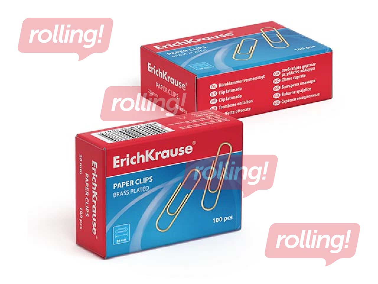 Saspraudes ErichKrause 28mm, zeltītas, 100 gab.