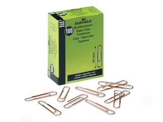 Скрепки канцелярские Durable, цвет медный, 50мм, 100 шт.