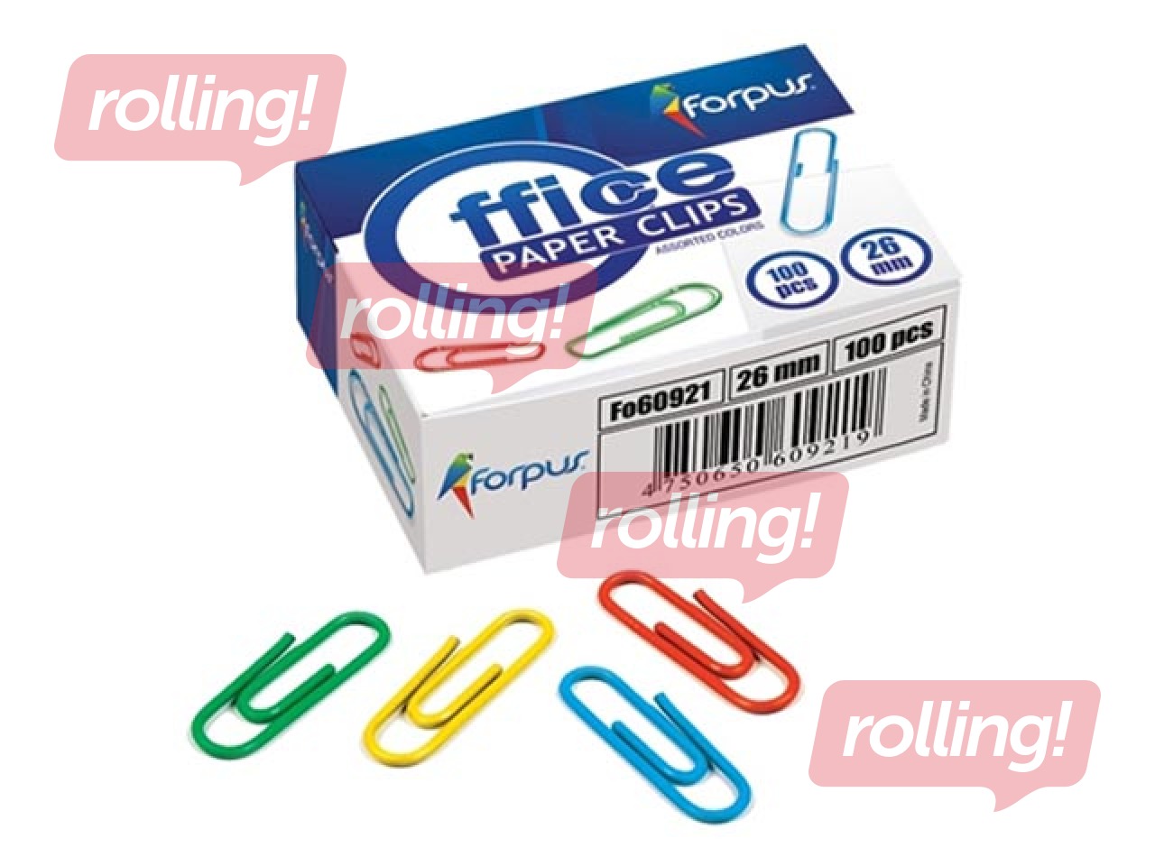 Kirjaklambrid, värvilised, 26mm, 100 tk.
