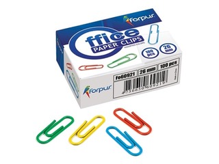 Скрепки канцелярские, пластические, цветной, 26мм, 100 шт.
