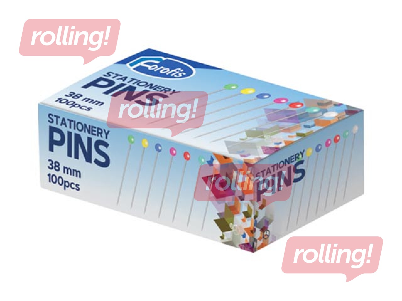 Stationery pins Forofis, assorted colors, 38mm, 100pcs.