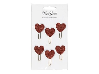 Metal paperclips, hearts, 30mm, 6 pcs.