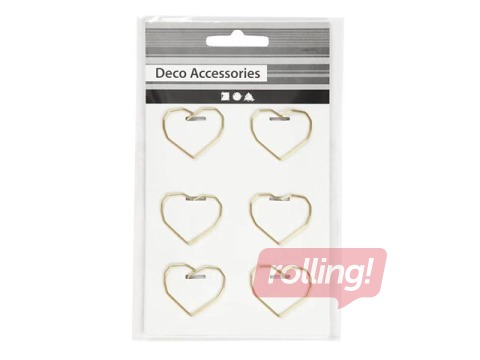 SALE Kirjaklambrid, kuldne süda, 30x20mm, 6 tk