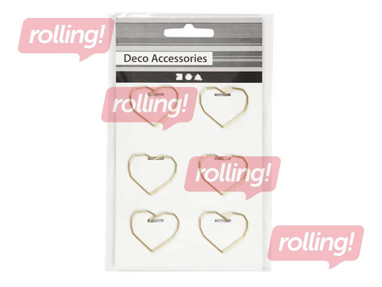 SALE Kirjaklambrid, kuldne süda, 30x20mm, 6 tk