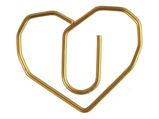 SALE Kirjaklambrid, kuldne süda, 30x20mm, 6 tk
