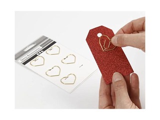 SALE Kirjaklambrid, kuldne süda, 30x20mm, 6 tk