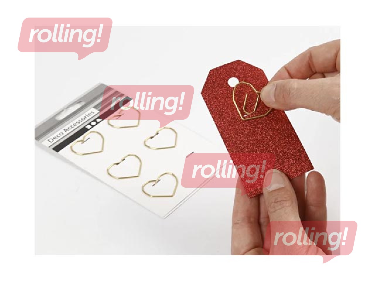 SALE Kirjaklambrid, kuldne süda, 30x20mm, 6 tk