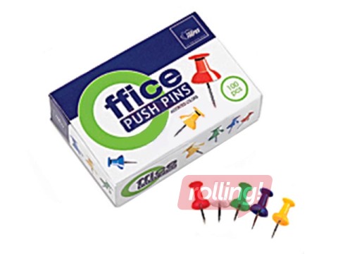 Push pins for cork boards, coloured, 100 pcs.