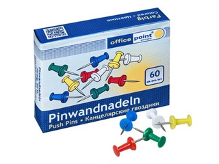 Push pins for cork boards Office Point, coloured, 60 pcs.