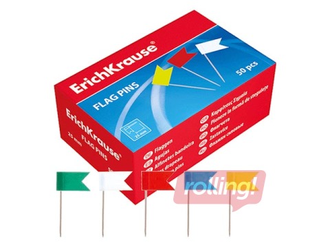 Kaardinõelad ErichKrause, värvilised, 50 tk.