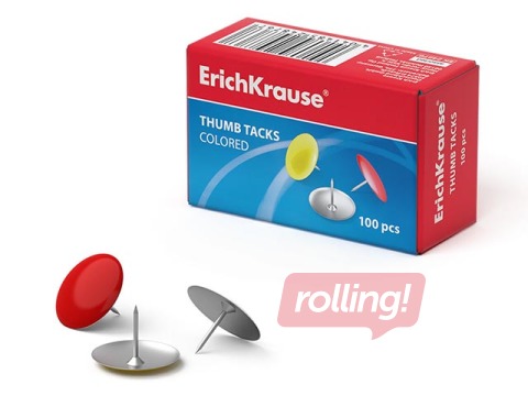 Кнопки ErichKrause, металические, цветные, 15mm, 12 шт.