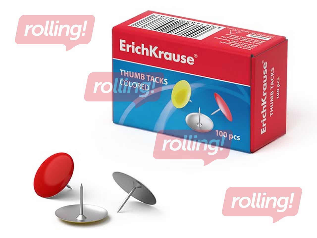 Кнопки ErichKrause, металические, цветные, 15mm, 12 шт.