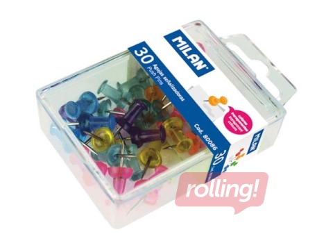 Kirjaklambrid korgitahvlile Milan, läbipaistvad, 30 tk.