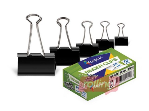 Binder clips Forpus, 32mm, black, 12 pcs.