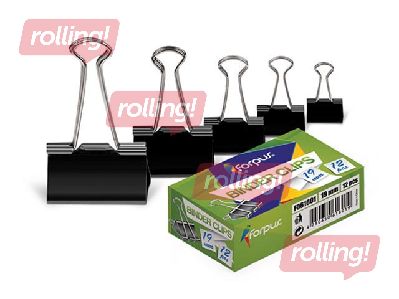 Binder clips Forpus, 32mm, black, 12 pcs.