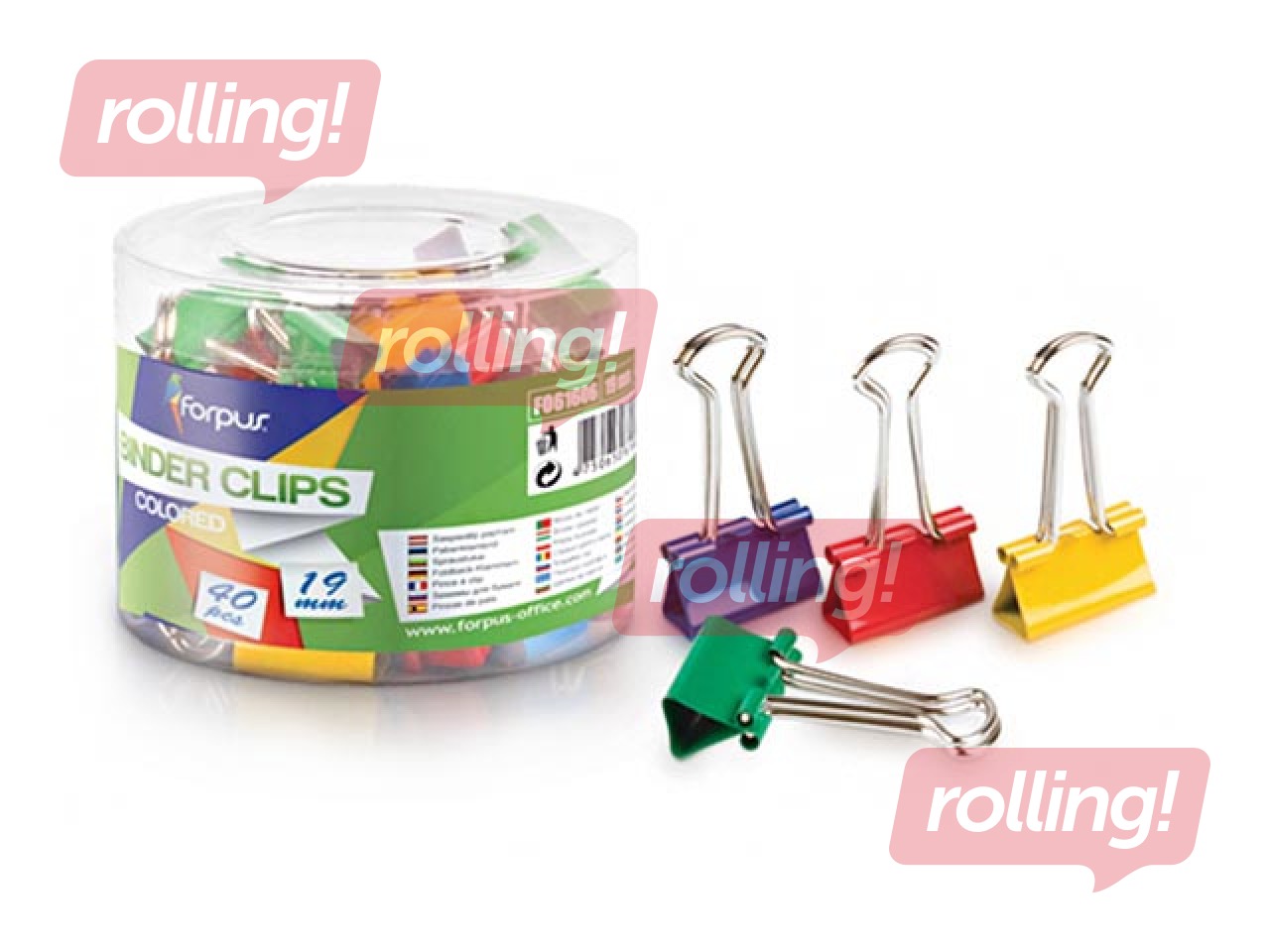 Binder Clips Forpus, 19mm, colored, 40 pcs.