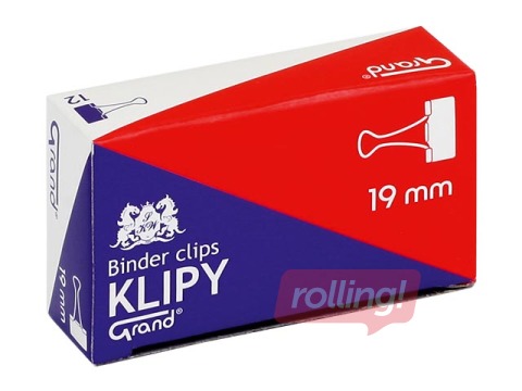 Klipši papīram Grand, melni, 19mm, 12 gab.