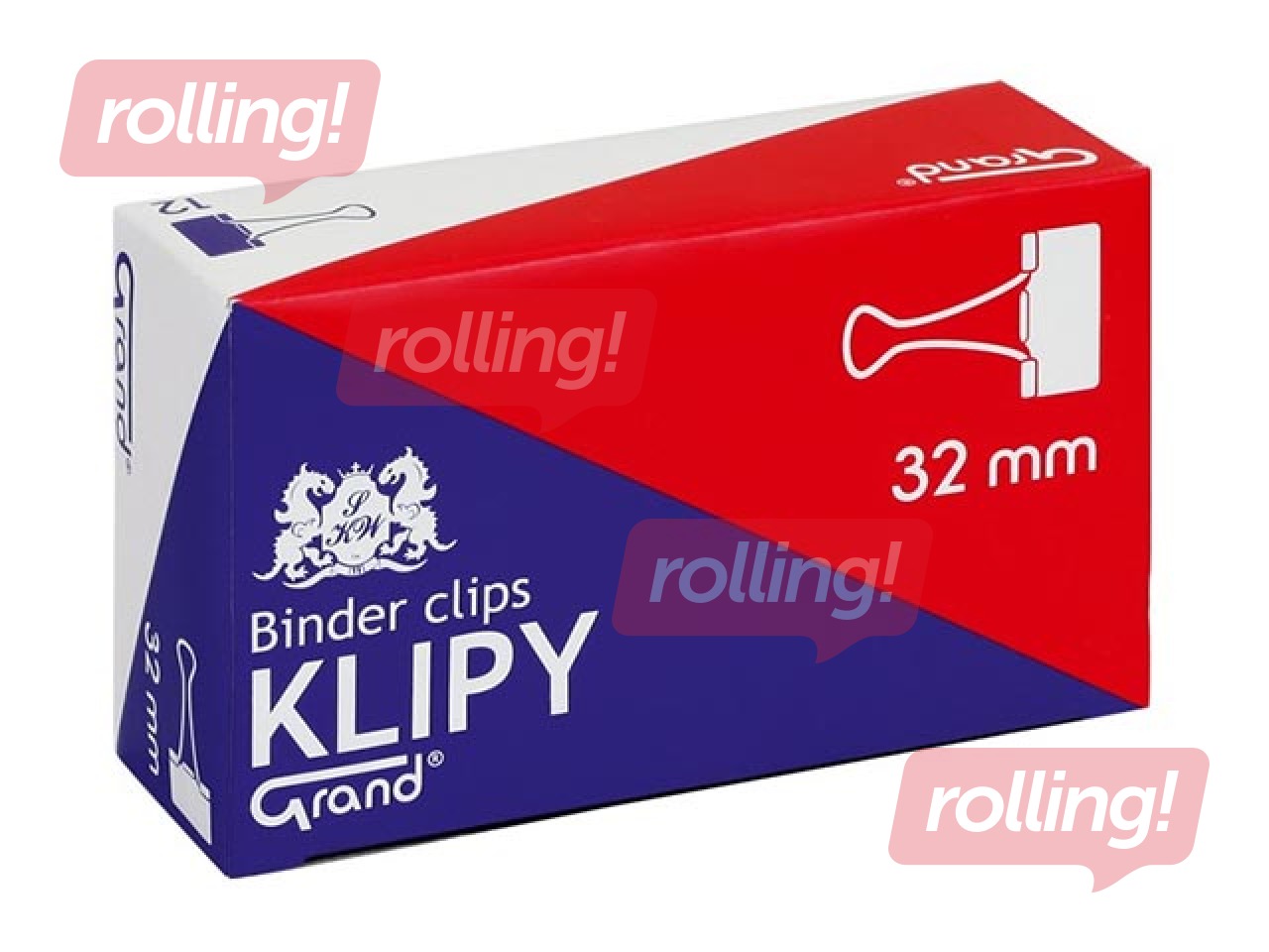 Paper Double clip Grand, black, 32mm,12 pcs.