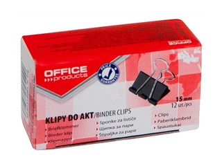 Kiirköitja klambrid Office Products, 15mm, must, 12 tk.