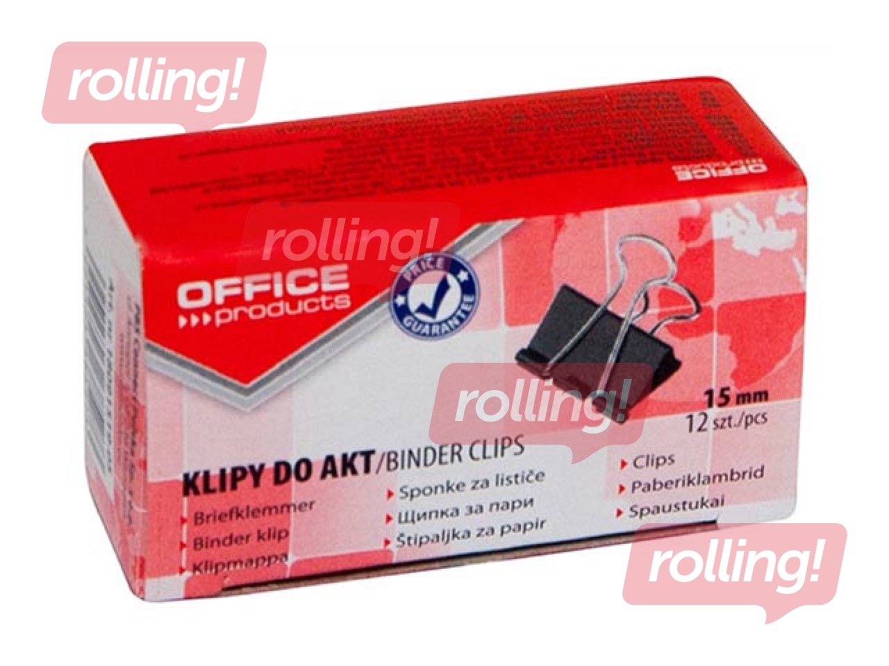 Kiirköitja klambrid Office Products, 15mm, must, 12 tk.
